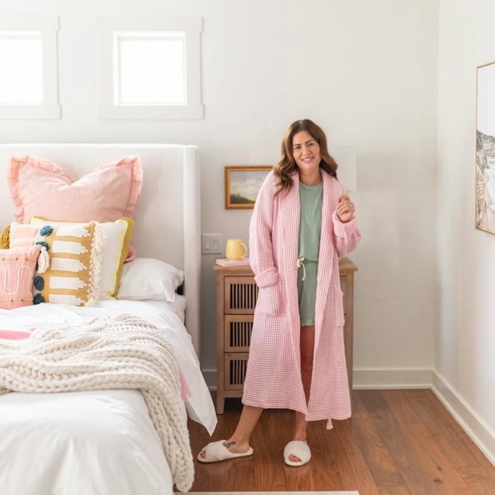 One Wednesday Bath Robe Jillybox Jillian Harris Size Medium Waffle Knit